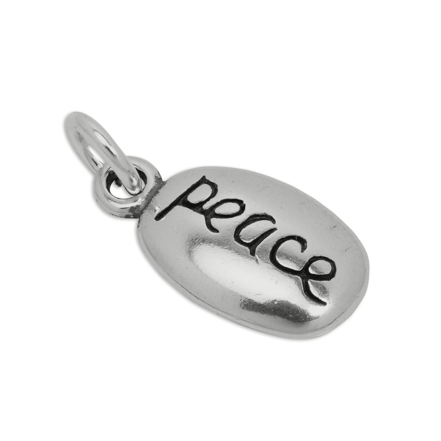 Sterling Silver Peace Pebble Charm