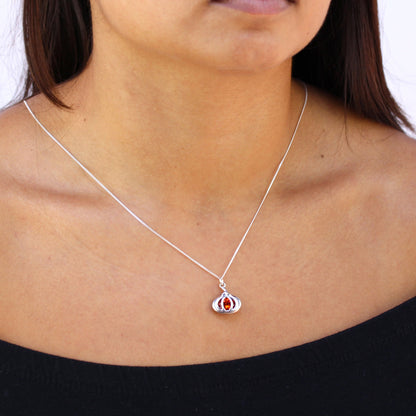 Sterling Silver Crystal Pumpkin Necklace