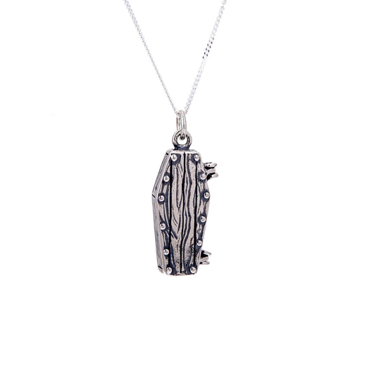 Sterling Silver Opening Coffin Necklace