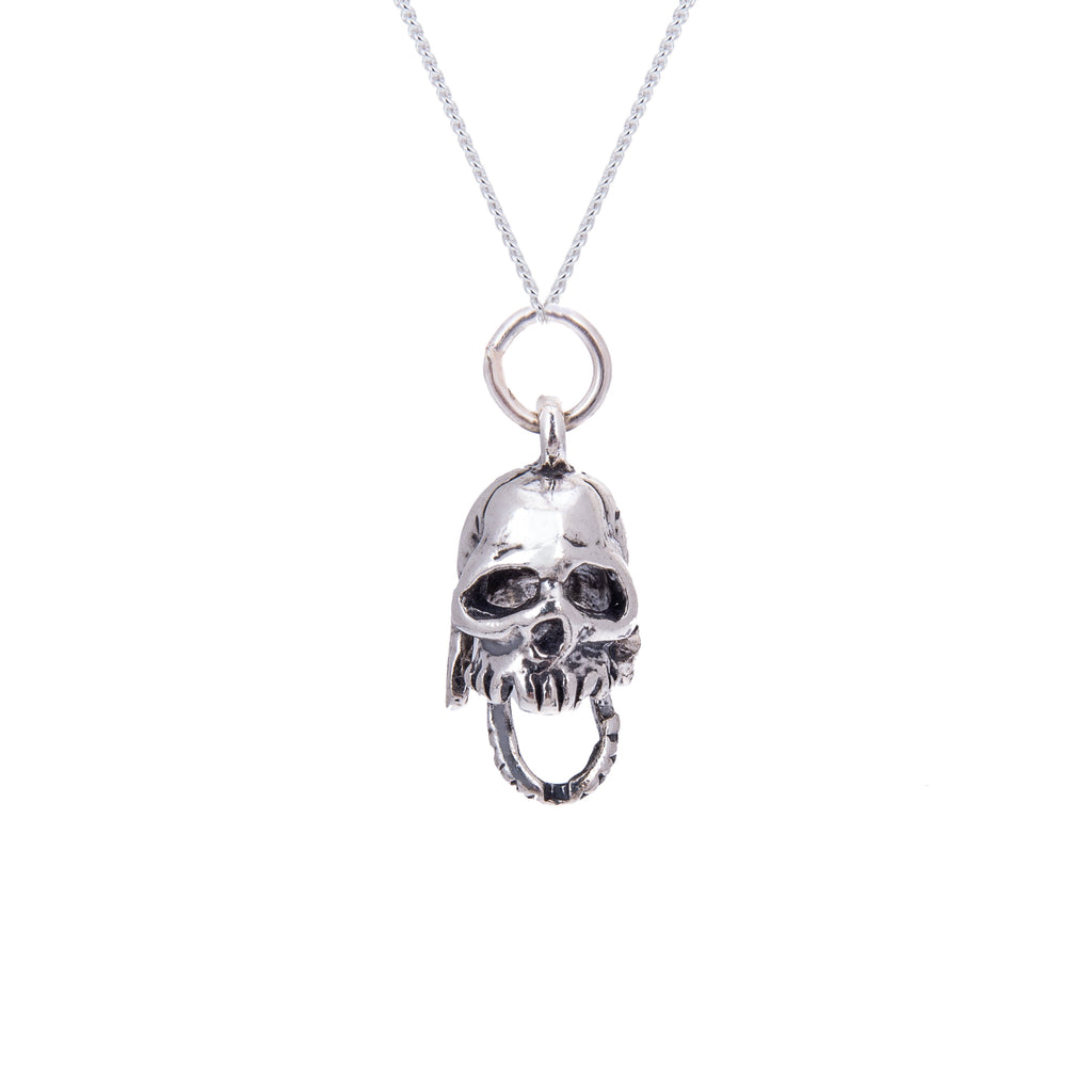 Sterling Silver Skull With Moveable Jaw Necklace