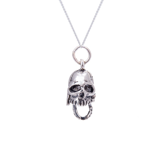 Sterling Silver Skull With Moveable Jaw Necklace