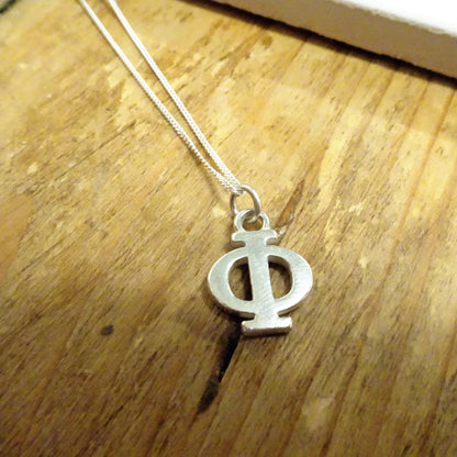 Sterling Silver Phi Greek Alphabet Necklace