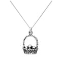 Sterling Silver Eggs in Basket Pendant on 16+2 Inches Diamond Cut Chain