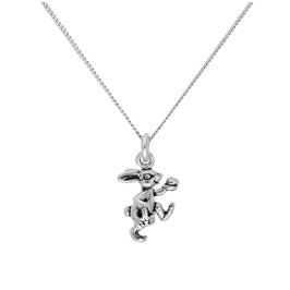 Sterling Silver Easter Bunny Pendant on 16+2 Inches Diamond Cut Chain