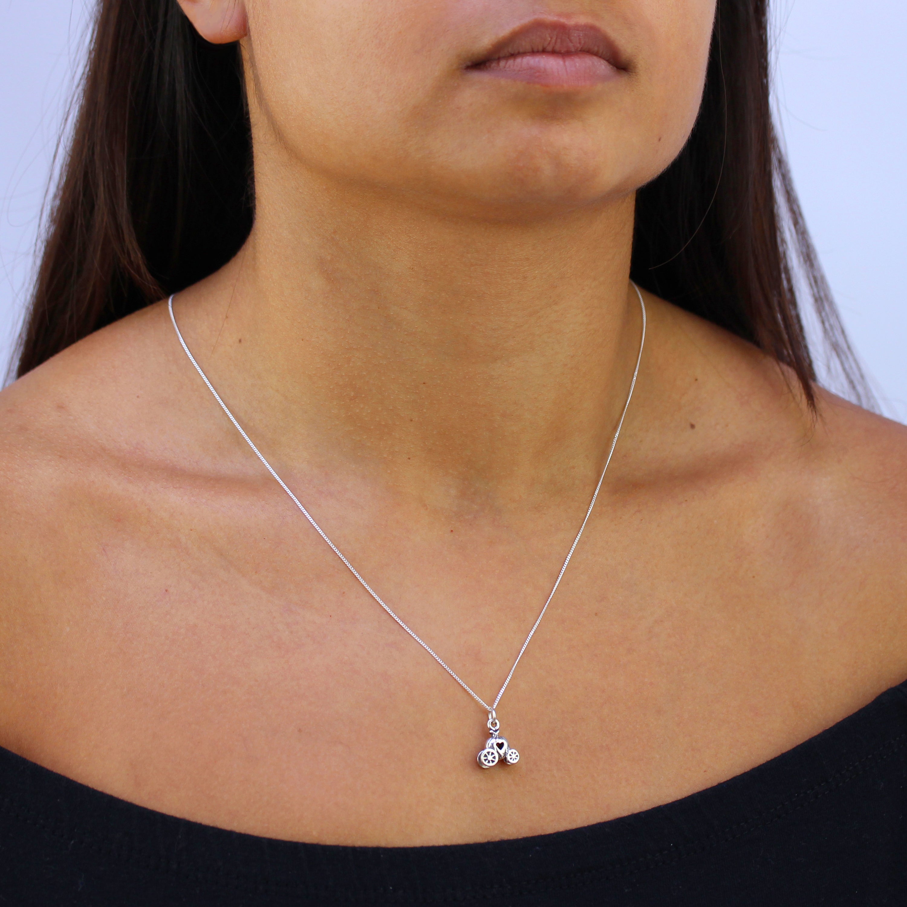 Sterling Silver Princess Pumpkin Carriage Necklace