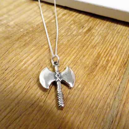 Sterling Silver Battle Axe Necklace
