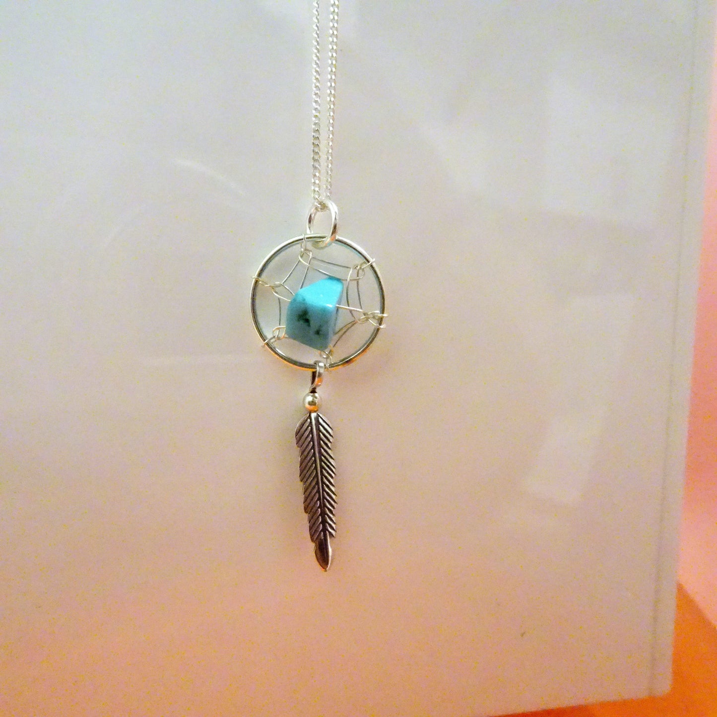 Sterling Silver Dreamcatcher Feather Necklace