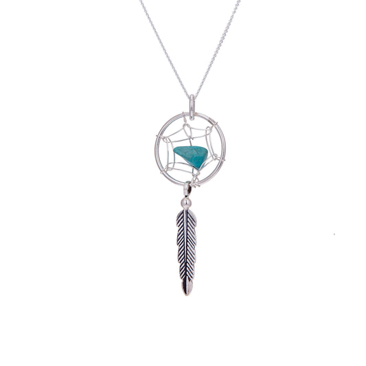 Sterling Silver Dreamcatcher Feather Necklace