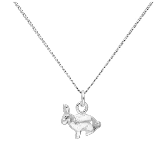Sterling Silver Bunny Rabbit Necklace on 16+2 Inch Chain