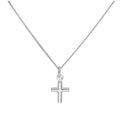 Sterling Silver Tiny Cross Pendant on 16+2 Inches Diamond Cut Chain