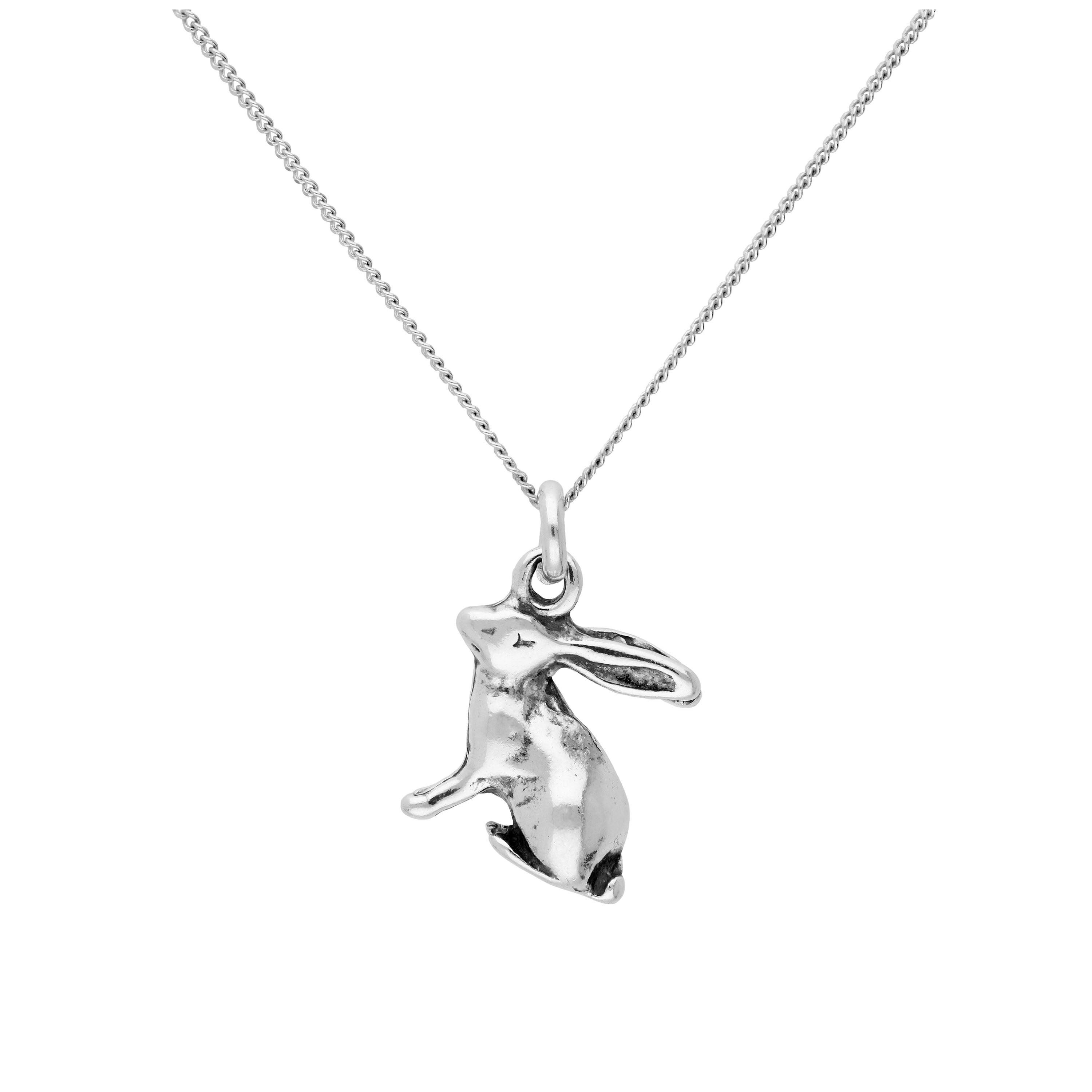 Sterling Silver Rabbit Pendant on 16+2 Inches Diamond Cut Chain ...