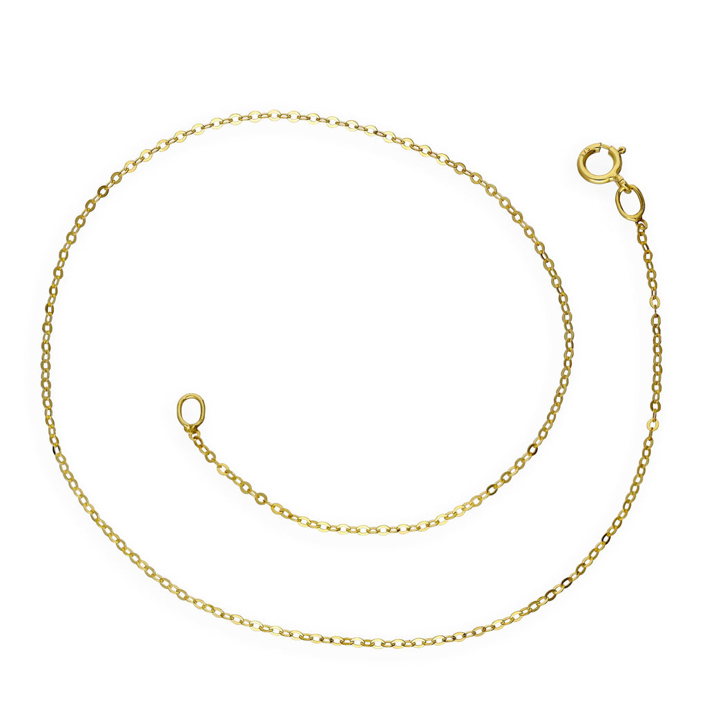 9ct Yellow Gold Hammered Trace Anklet 9.5 Inches