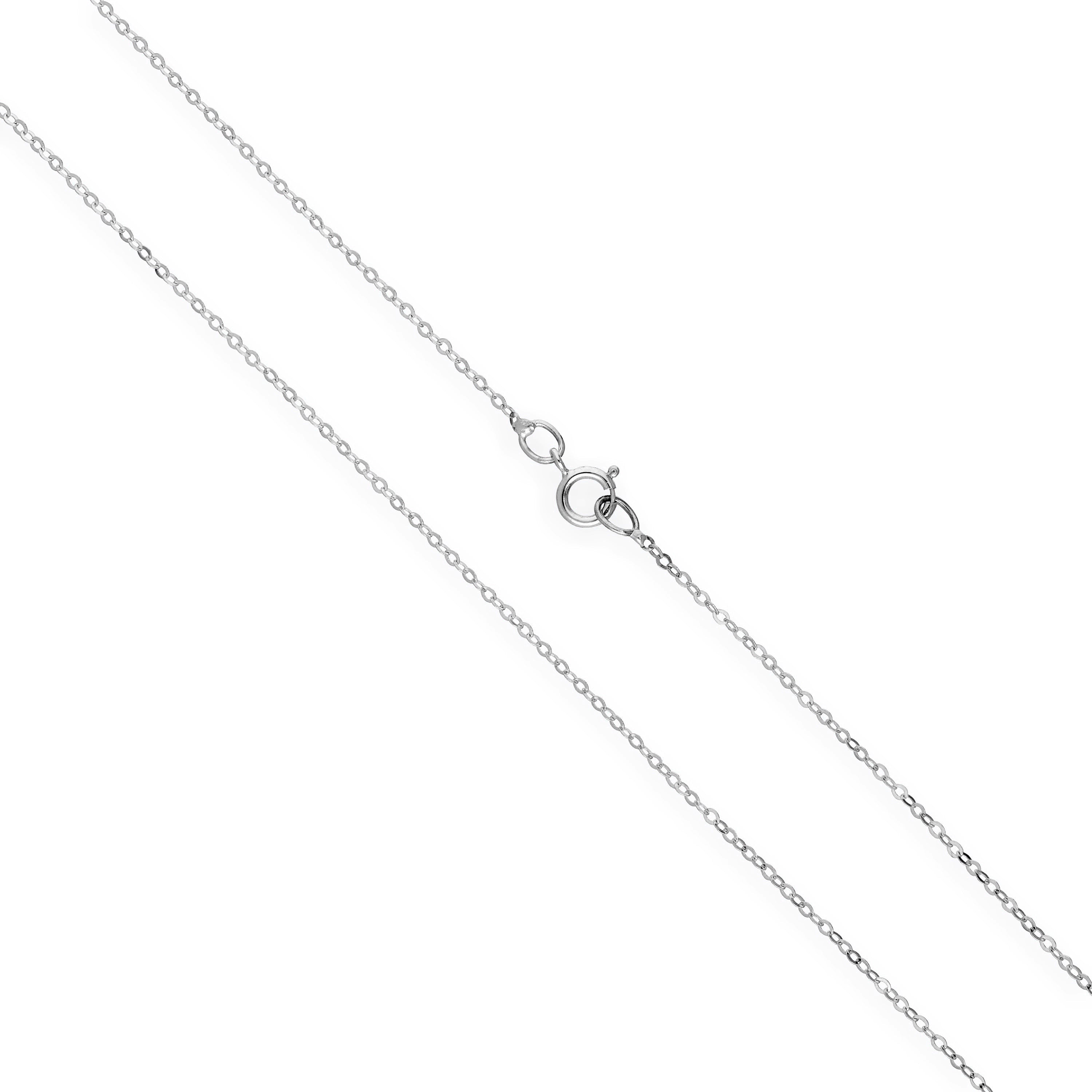 9ct White Gold Hammered Trace Chain 16 - 24 Inches
