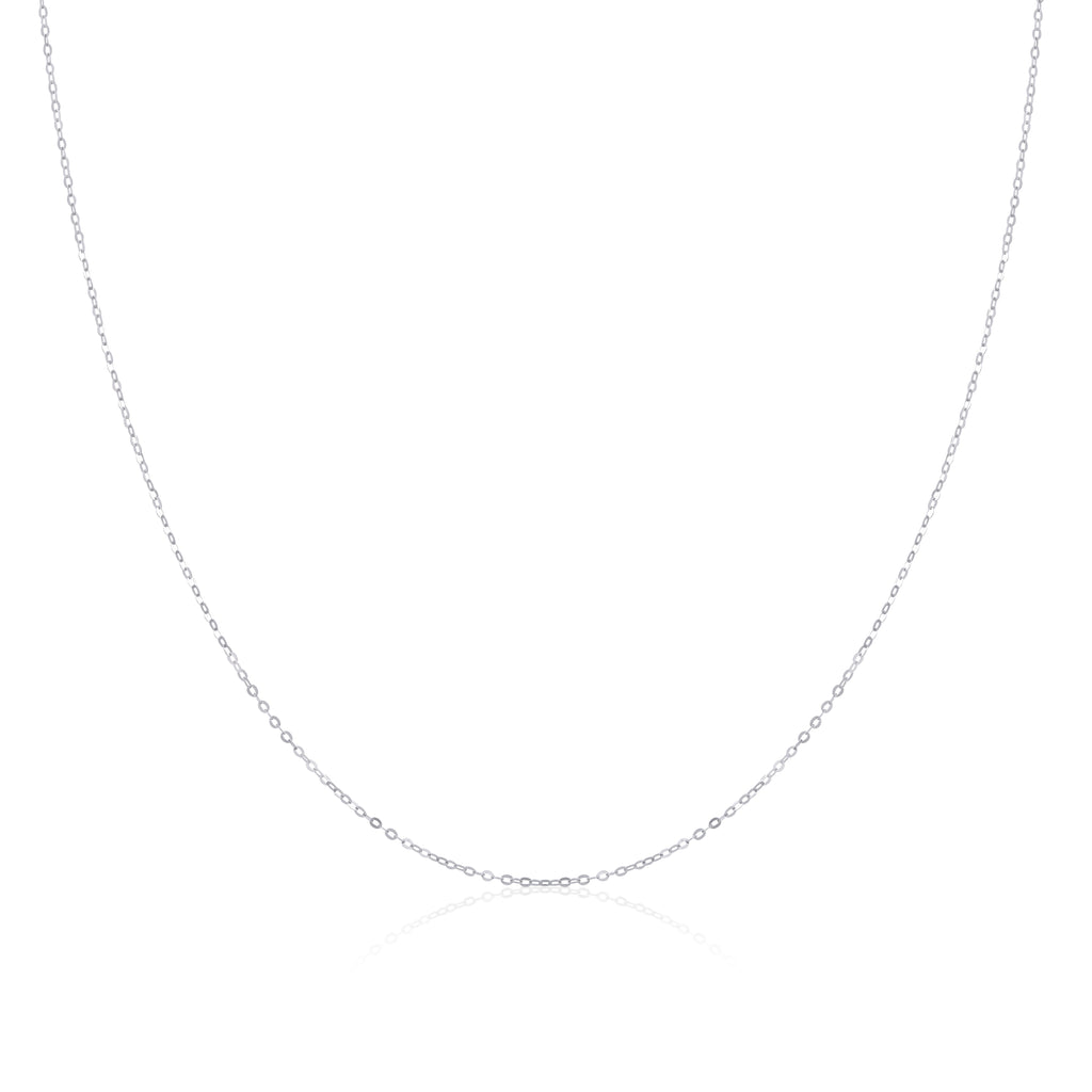 9ct White Gold Hammered Trace Chain 16 - 24 Inches