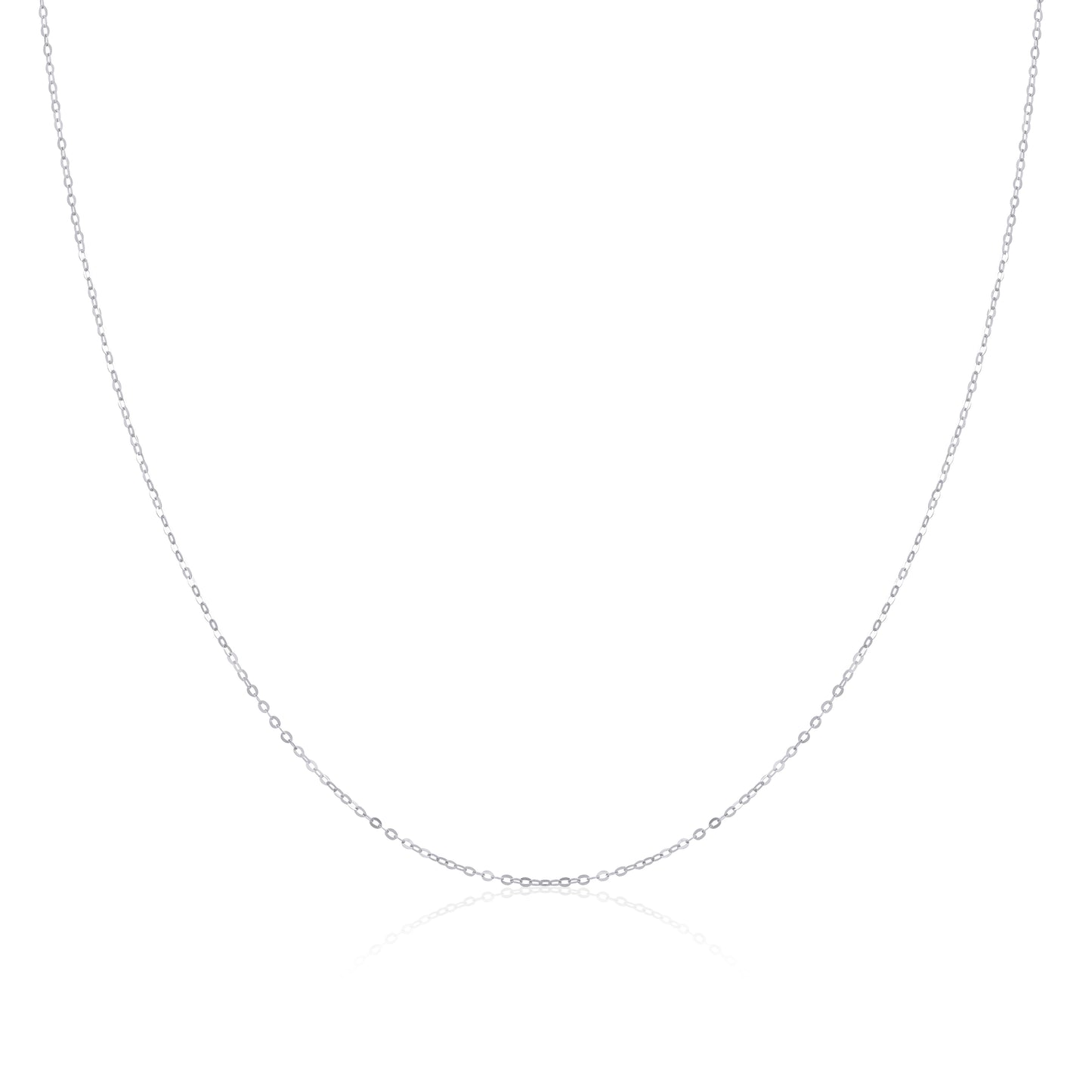 9ct White Gold Hammered Trace Chain 16 - 24 Inches