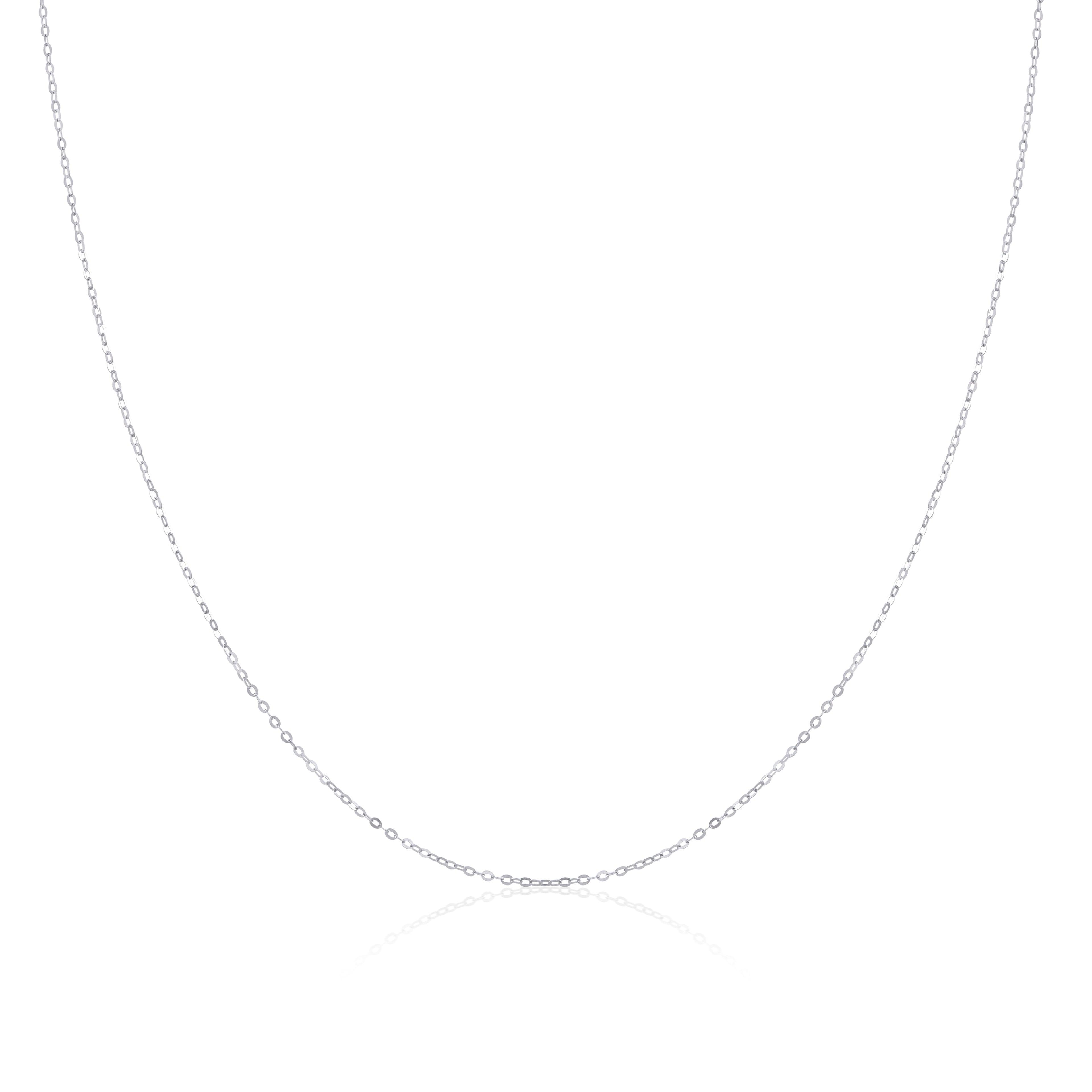 9ct White Gold Hammered Trace Chain 16 - 24 Inches