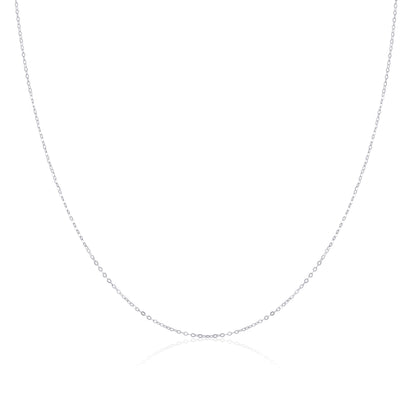 9ct White Gold Hammered Trace Chain 16 - 24 Inches