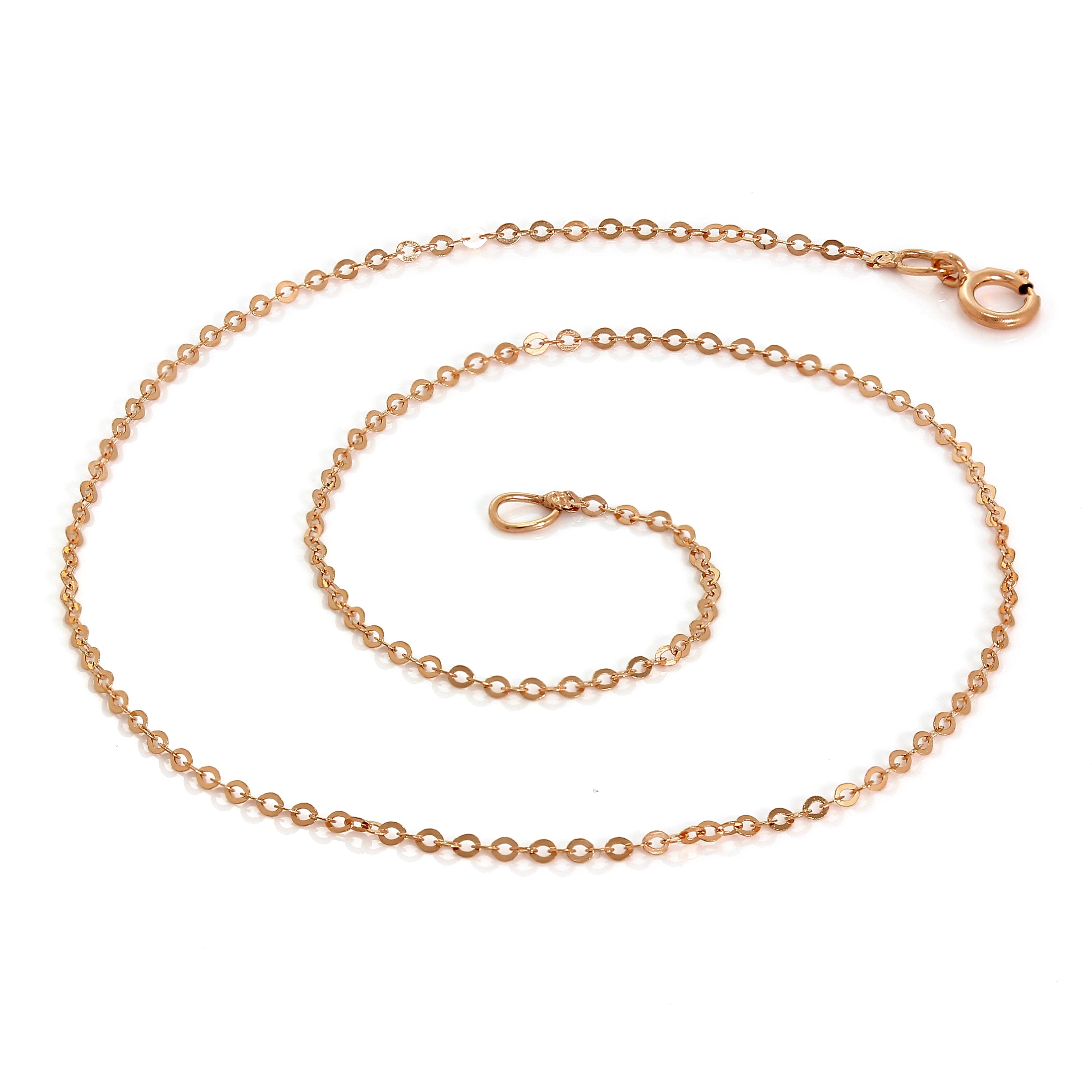 9ct Rose Gold Hammered Trace Anklet 9.5 Inches