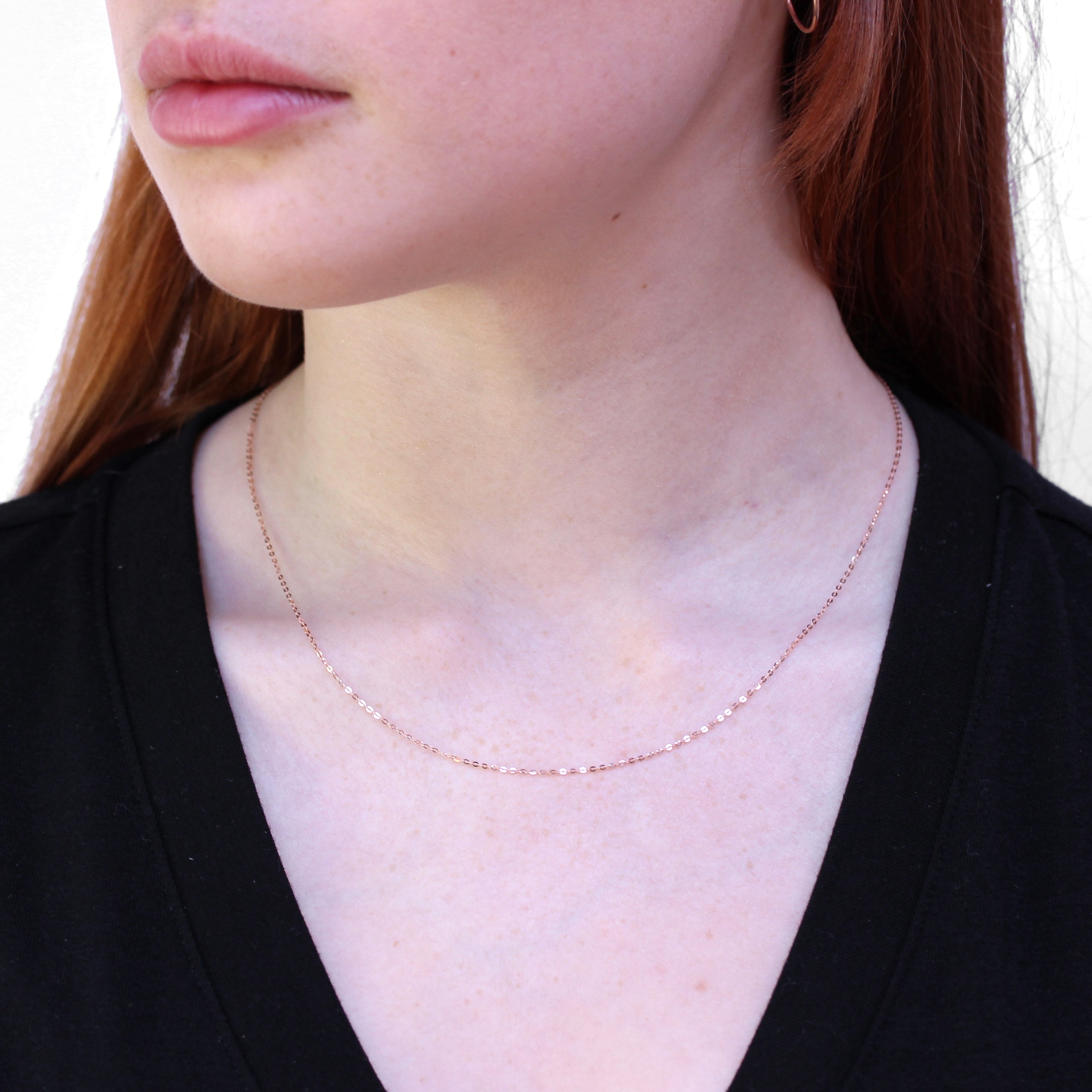 9ct Rose Gold Hammered Trace Chain 16 - 22 Inches