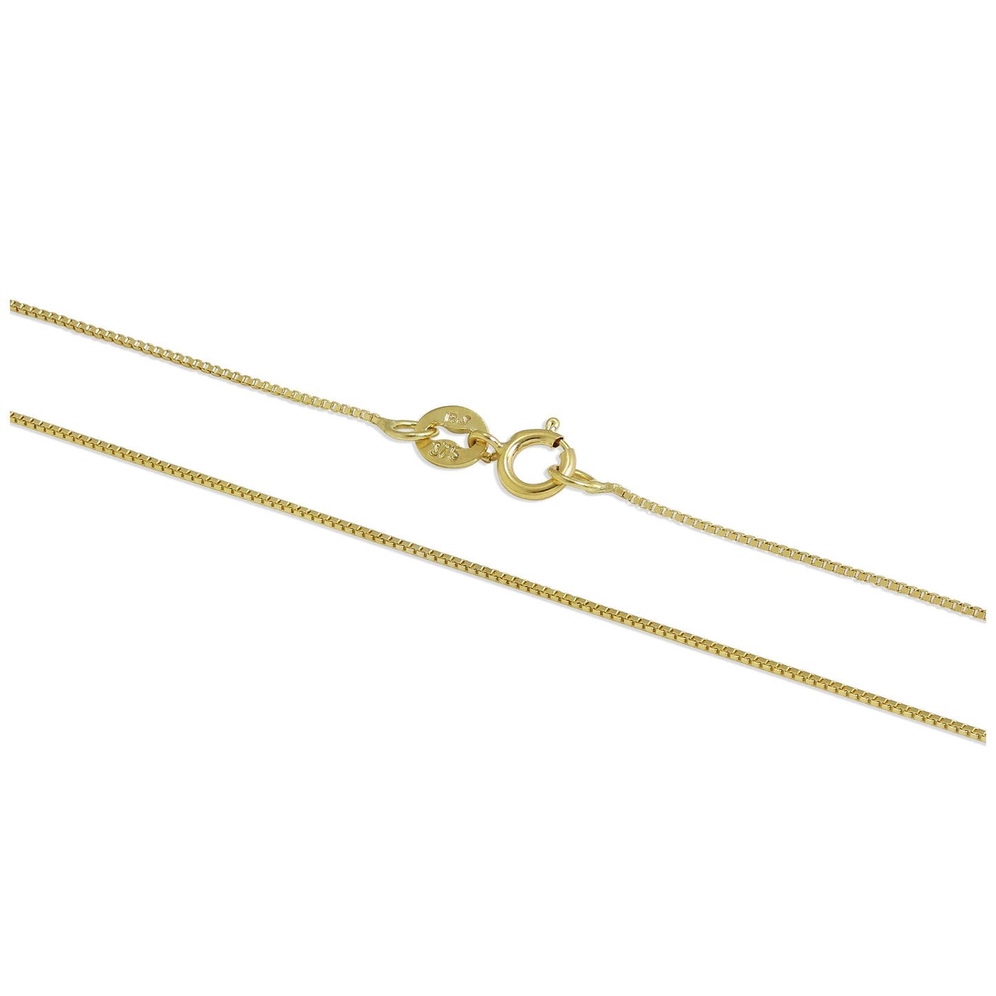9ct Gold Box Chain 16 - 22 Inches
