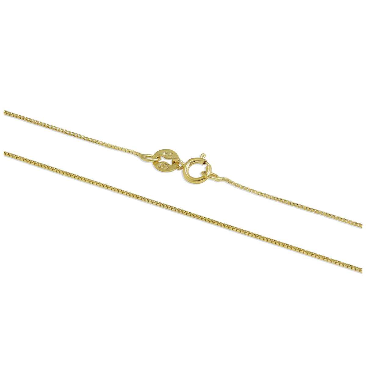 9ct Gold Box Chain 16 - 22 Inches