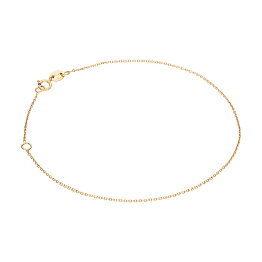 9ct Gold Faceted Trace Chain Bracelet 7 - 8 Inches
