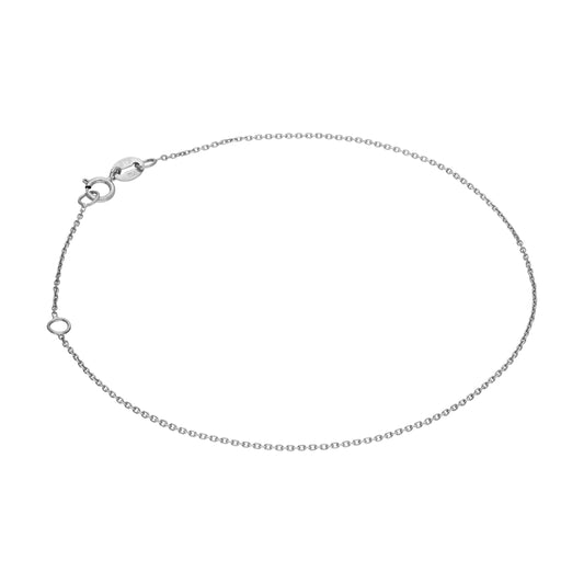 9ct White Gold Faceted Trace Chain Bracelet 7 - 8 Inches