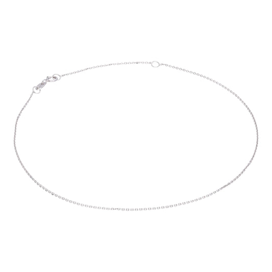 9ct White Gold Faceted Trace Chain Anklet 9 - 10.5 Inches