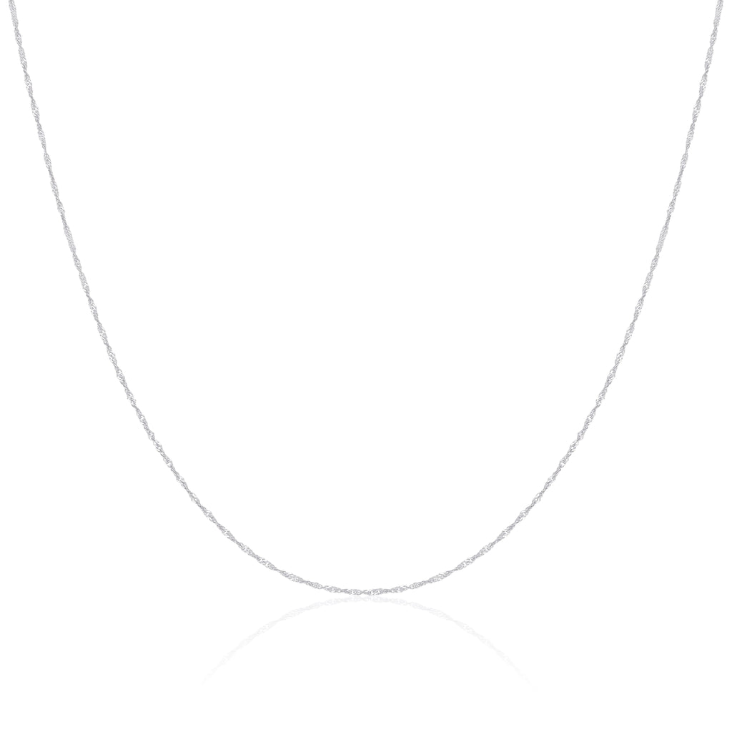 9ct White Gold Singapore Chain 16 - 22 Inches