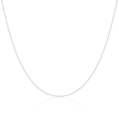 9ct White Gold Singapore Chain 16 - 22 Inches