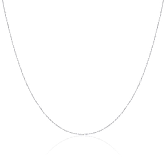 9ct White Gold Singapore Chain 16 - 22 Inches
