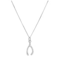 9ct White Gold Wishbone Necklace - 18 Inch Chain