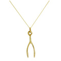 9ct Gold Wishbone Necklace - 18 Inch Chain
