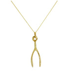 9ct Gold Wishbone Necklace - 18 Inch Chain