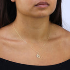 9ct Gold Owl Sitting on Moon Necklace - 18 Inch Chain