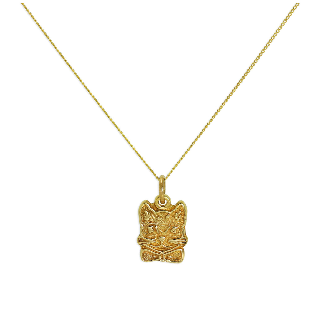 9ct Gold Cat Necklace - 18 Inch Chain