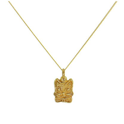 9ct Gold Cat Necklace - 18 Inch Chain