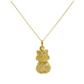 9ct Gold Hollow Cat Necklace - 18 Inch Chain