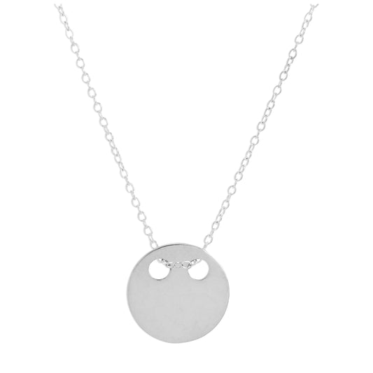 Sterling Silver Engravable Flat Circle Pendant Necklace 14 - 22 Inches