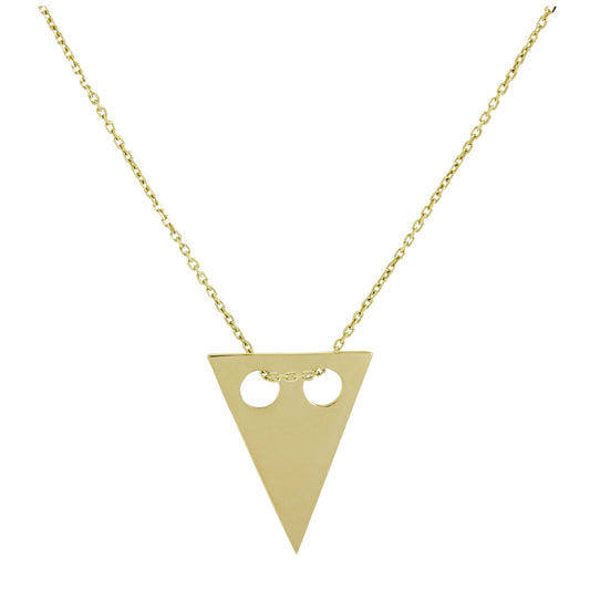 9ct Gold Engravable Flat Triangle Pendant Necklace 16 - 20 Inches