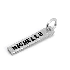 Personalised Sterling Silver Hammered Drop Hand Made Charm