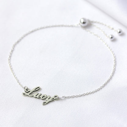 Personalised Sterling Silver Name Adjustable Bracelet