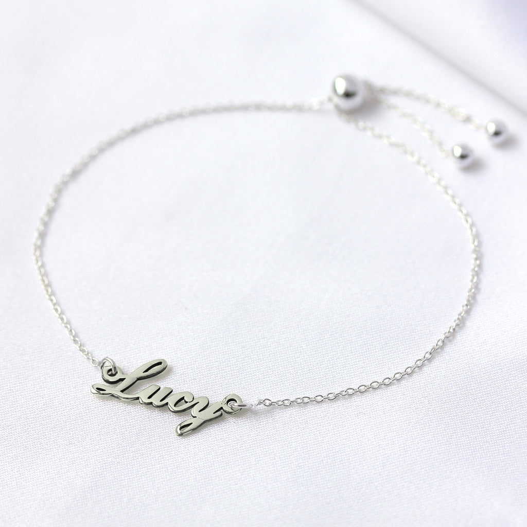 Personalised Sterling Silver Name Adjustable Bracelet