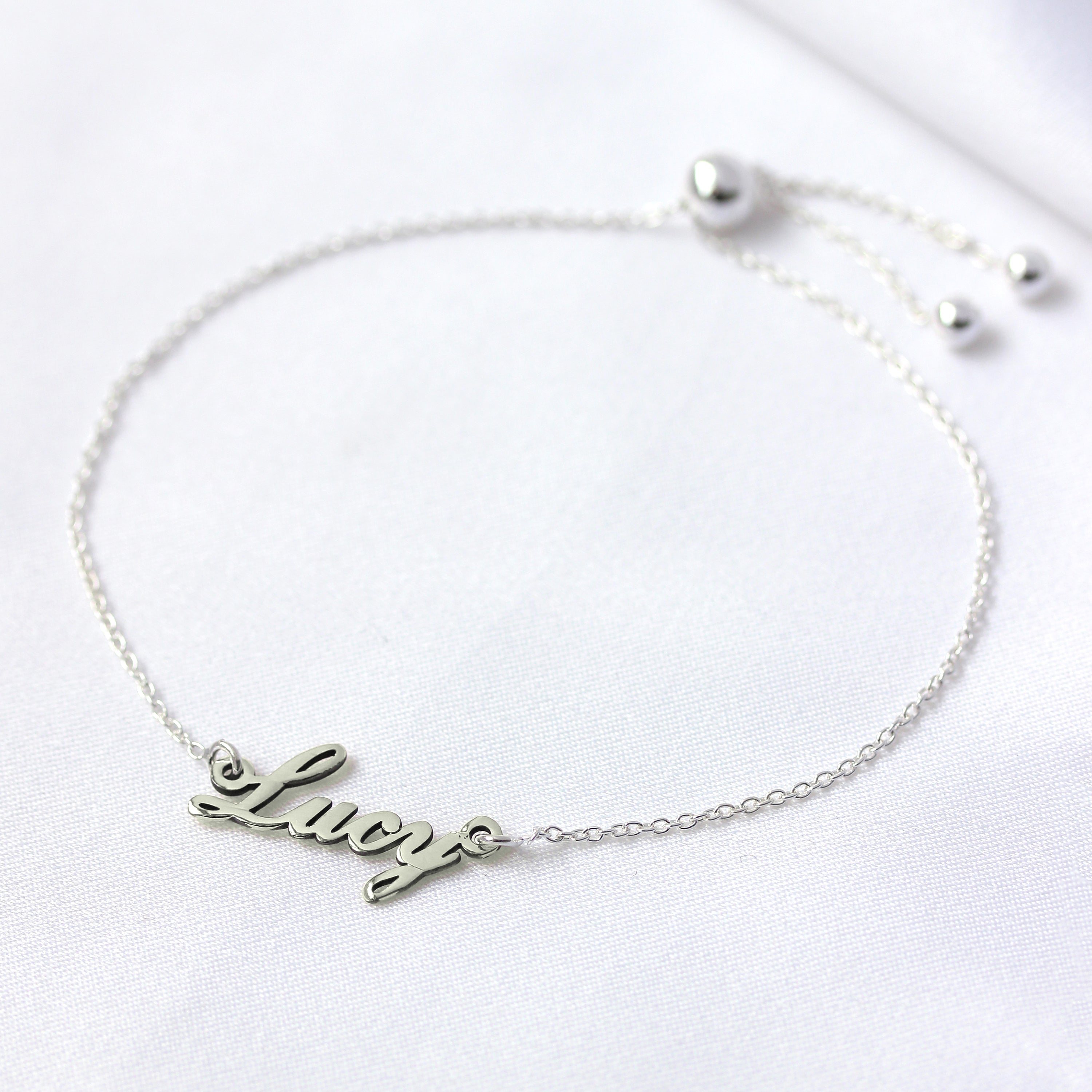 Personalised Sterling Silver Name Adjustable Bracelet