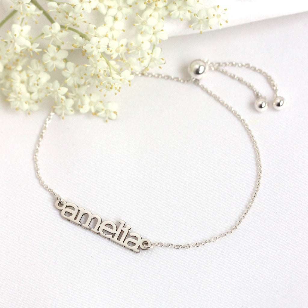 Personalised Sterling Silver Name Adjustable Bracelet