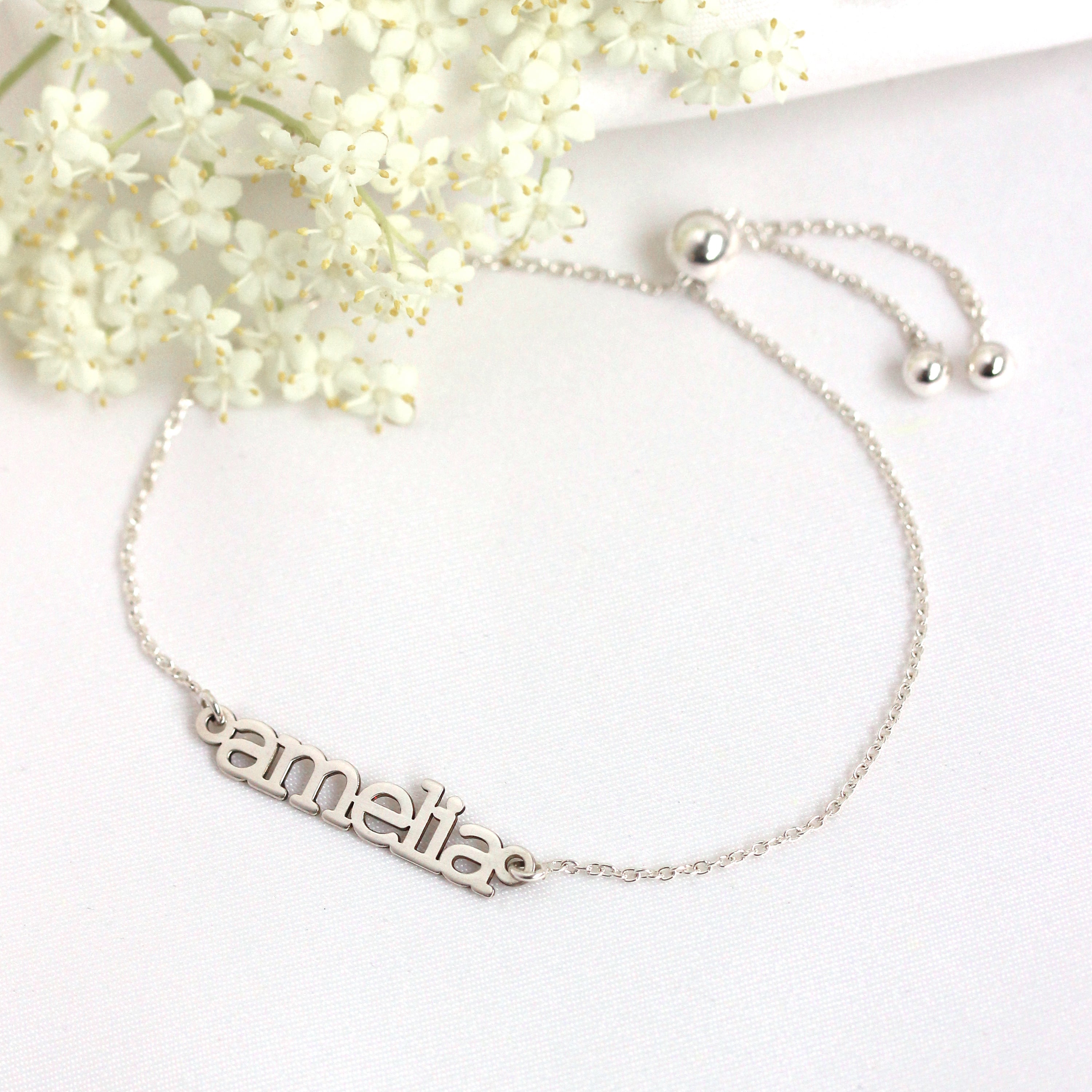 Personalised Sterling Silver Name Adjustable Bracelet