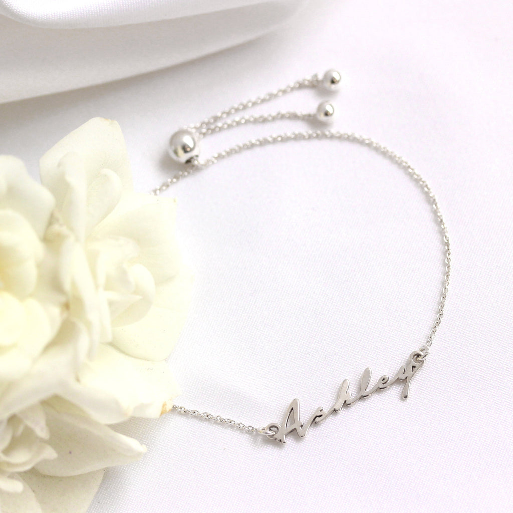 Personalised Sterling Silver Name Adjustable Bracelet