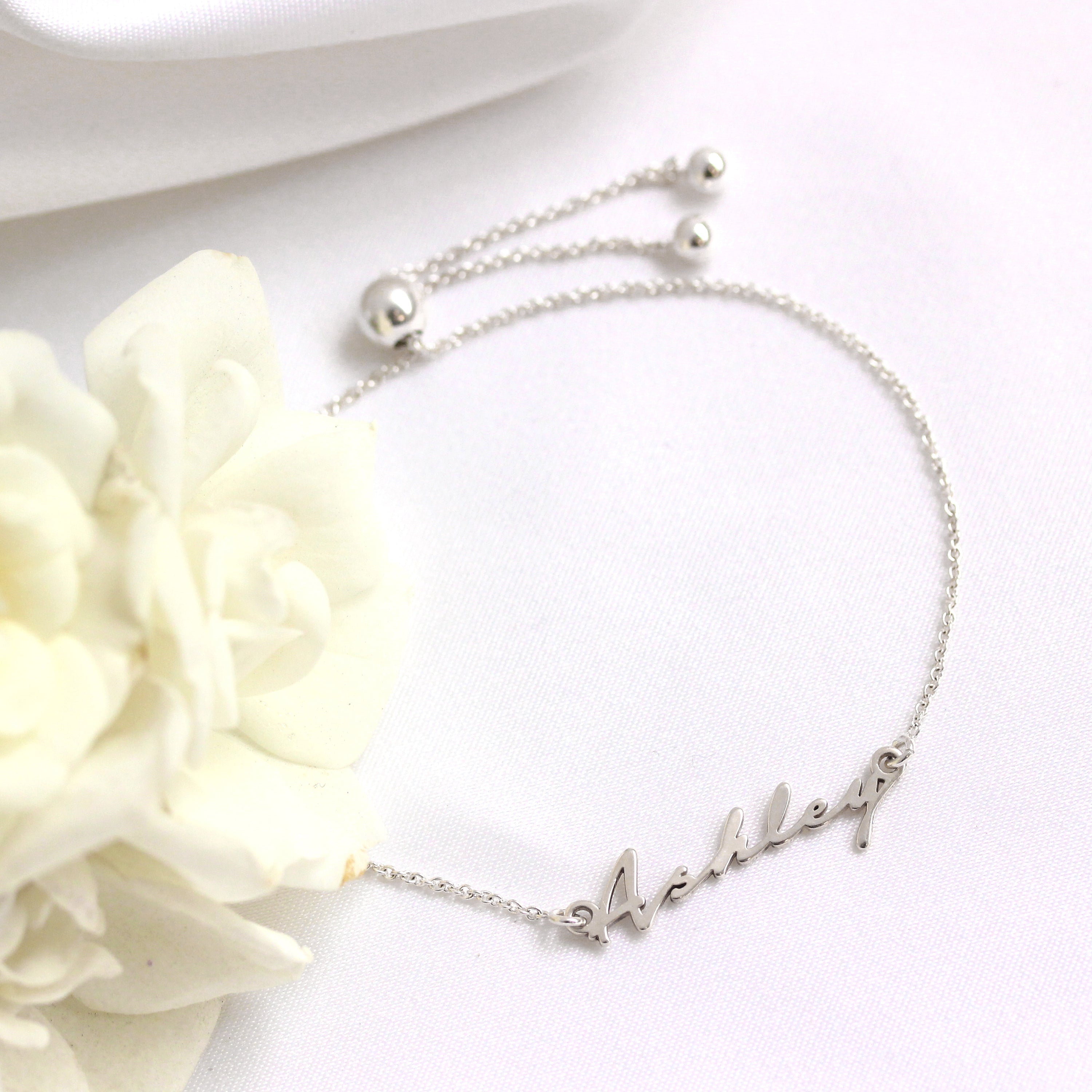 Personalised Sterling Silver Name Adjustable Bracelet