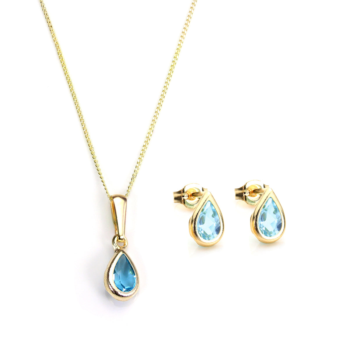 9ct Gold & November Birthstone Pendant & Stud Earrings Set