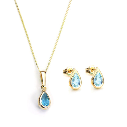 9ct Gold & November Birthstone Pendant & Stud Earrings Set